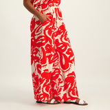 Ladies Ciarra Red Floral Wide Leg Pants