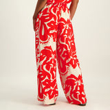 Ladies Ciarra Red Floral Wide Leg Pants