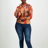 Ladies Ciarra Red/Rust Printed Blouse