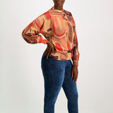 Ladies Ciarra Red/Rust Printed Blouse