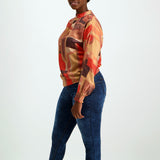 Ladies Ciarra Red/Rust Printed Blouse