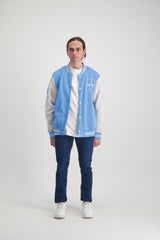 MENS MODA NAVY FLEECE BASEBALL JACKET