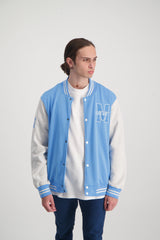 MENS MODA NAVY FLEECE BASEBALL JACKET