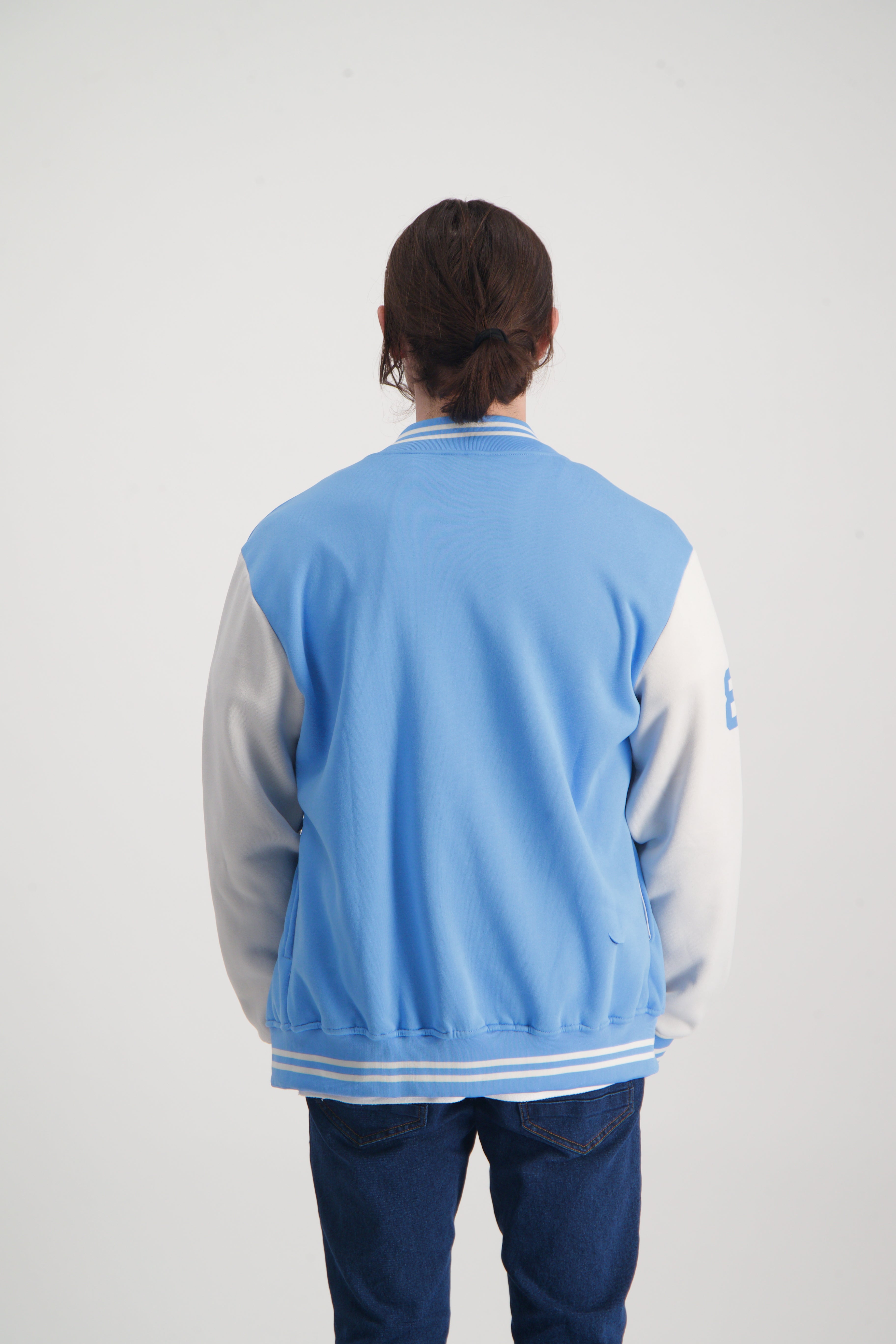 MENS MODA NAVY FLEECE BASEBALL JACKET
