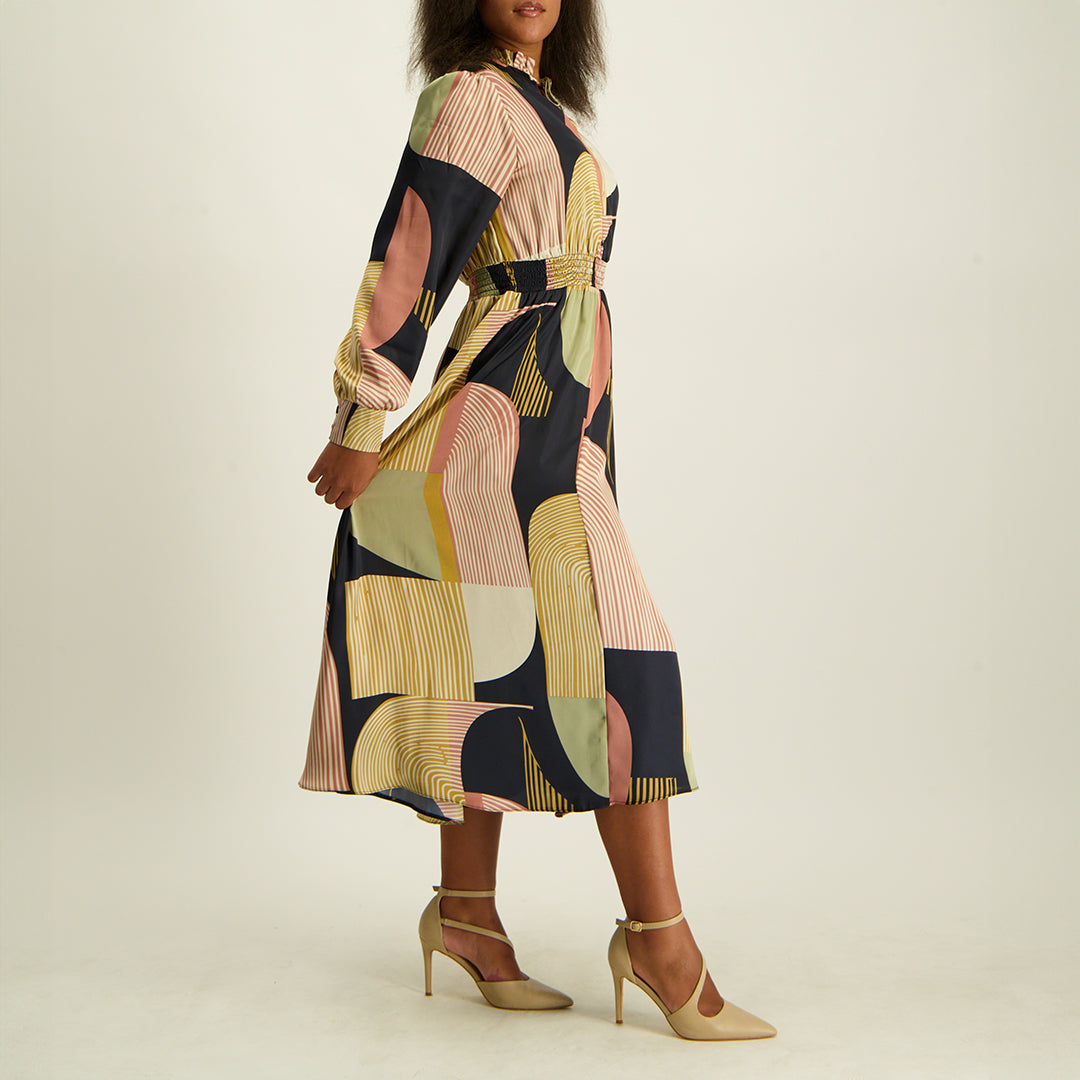 Ladies Ciarra Black/Multi Printed Dress