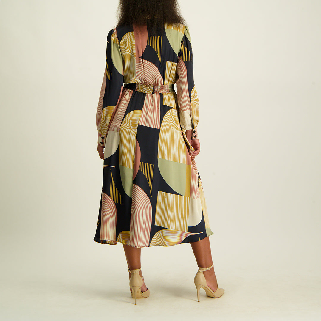 Ladies Ciarra Black/Multi Printed Dress