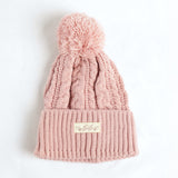 Cable Core Beanie.Pom Pom Detail.