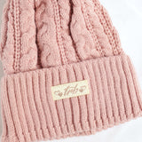 Cable Core Beanie.Pom Pom Detail.