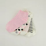 5 Pack Trainer Liner Socks.Polka Dots And Stripes.
