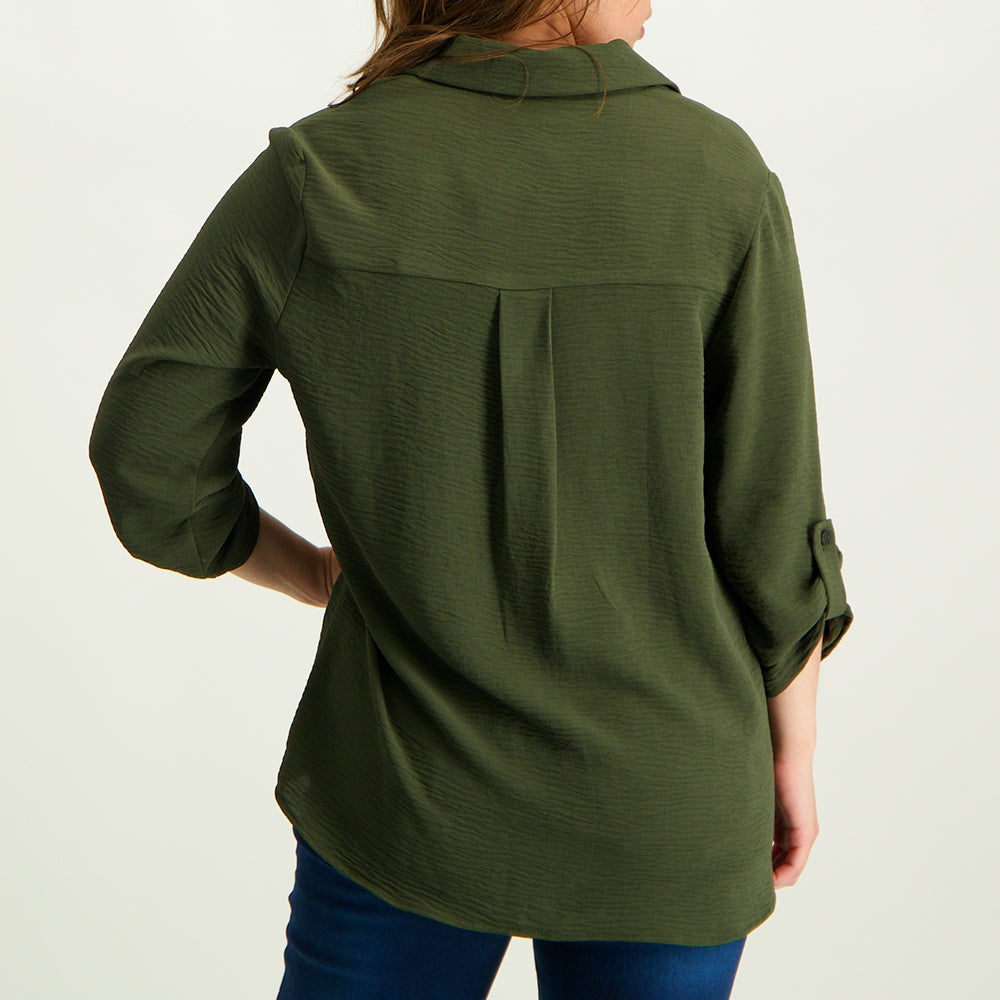 Olive V-Neck Blouse