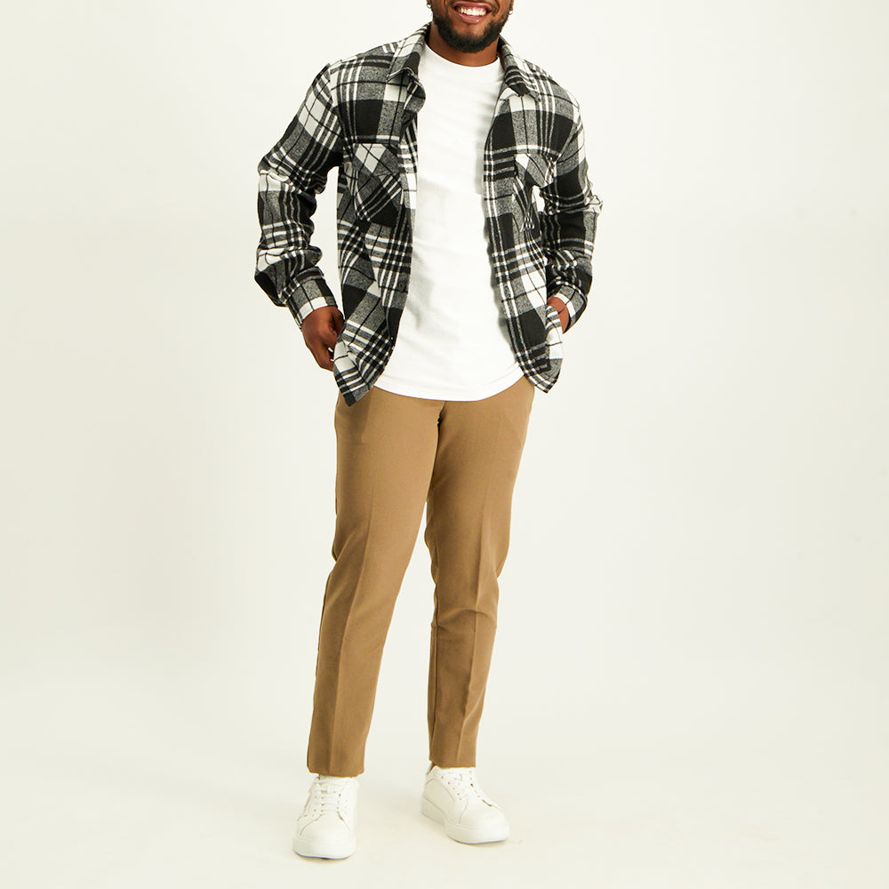 Mens Black and White Shacket
