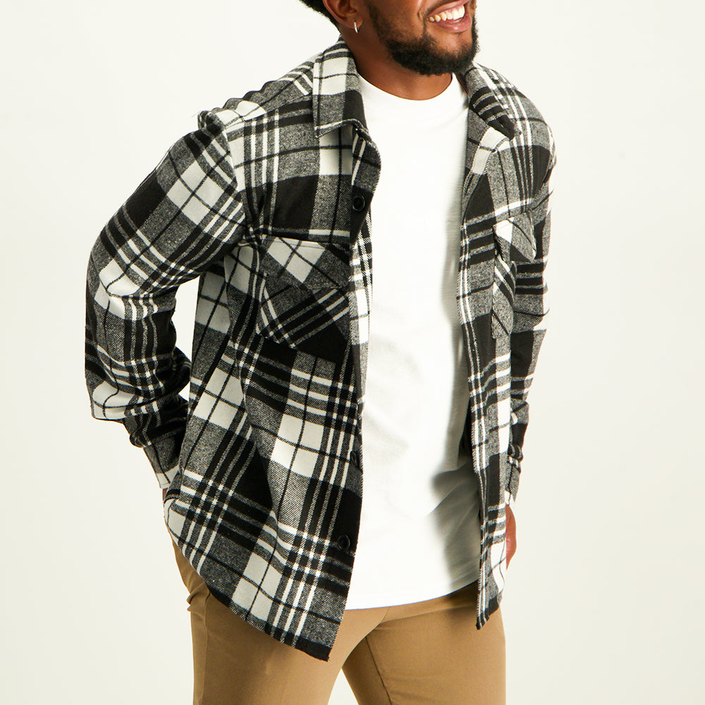 Mens Black and White Shacket