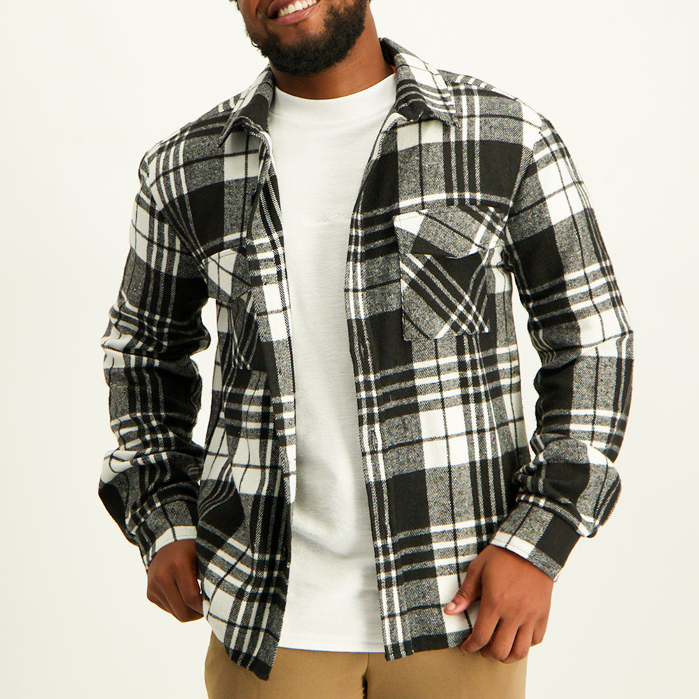 Mens Black and White Shacket