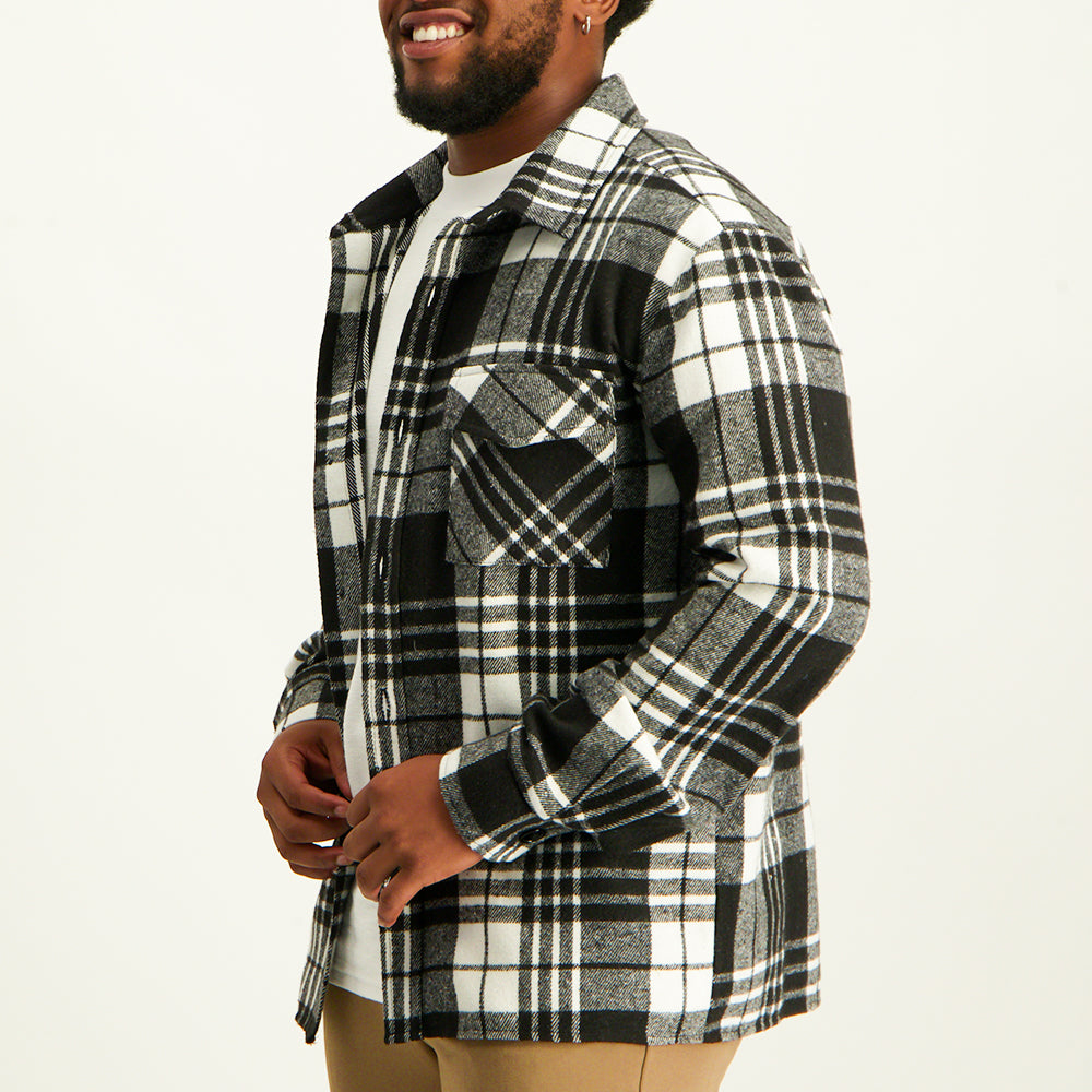 Mens Black and White Shacket