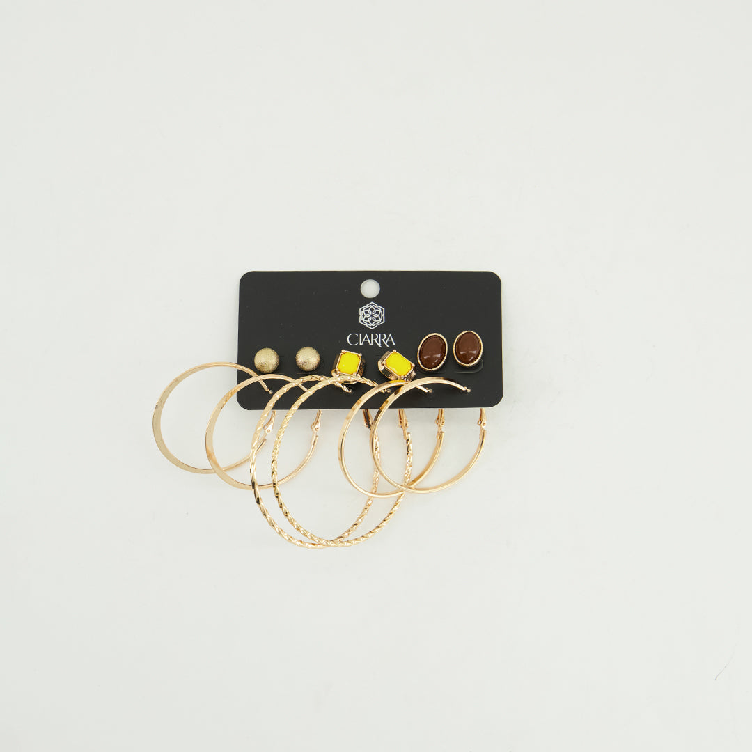 6 Pack Earring Set.Chunky Studs And Hoops.