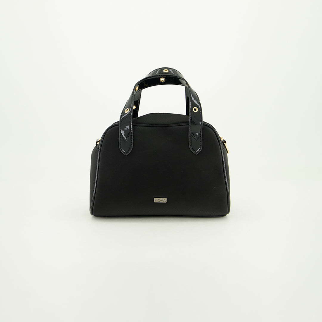 Nylon And Patent Bowler Bag.