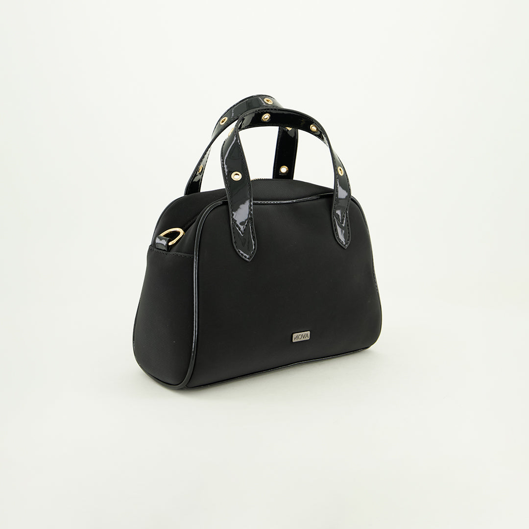 Nylon And Patent Bowler Bag.