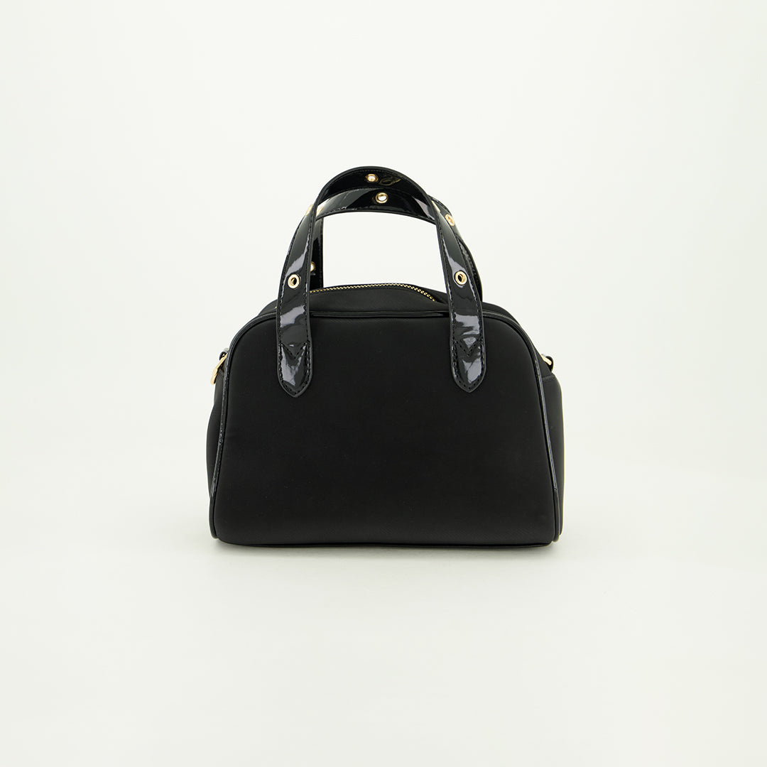 Nylon And Patent Bowler Bag.