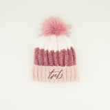 Striped Mohair Beanie.Rope Branding Detail.