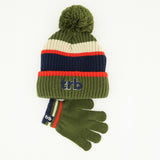 Colourblocked Beanie And Glove Set.