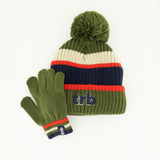 Colourblocked Beanie And Glove Set.