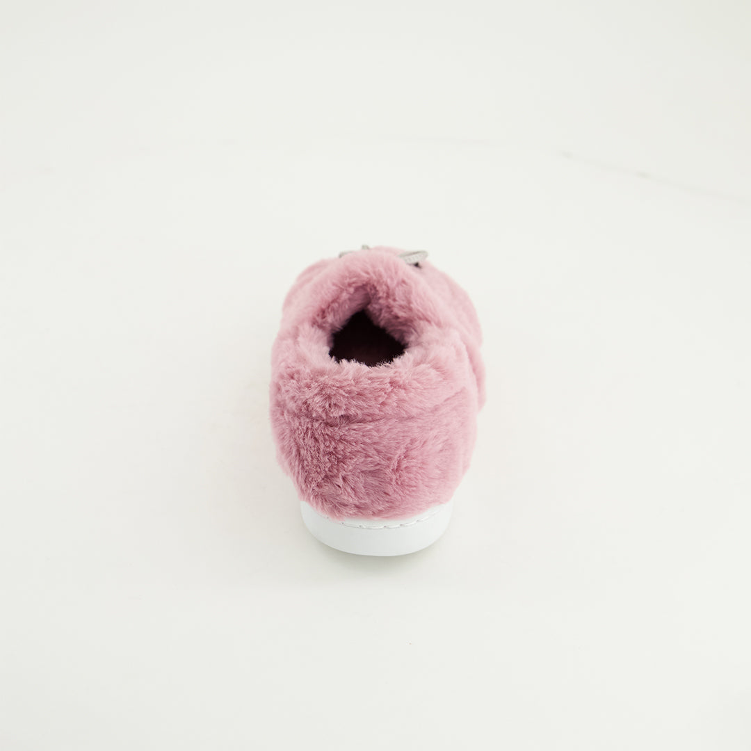 Fur Closed Toe And Back Bedroom Slipper.Tie Up Detail.