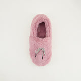 Fur Closed Toe And Back Bedroom Slipper.Tie Up Detail.