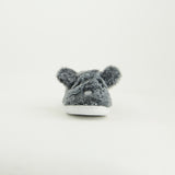 Fur Bunny Slippers.Silver Embroidery Detail.
