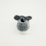 Fur Bunny Slippers.Silver Embroidery Detail.