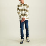 BOYS MODA STONE STRIPE L/S FLEECE GOLFER