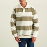 BOYS MODA STONE STRIPE L/S FLEECE GOLFER