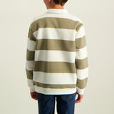 BOYS MODA STONE STRIPE L/S FLEECE GOLFER