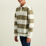 BOYS MODA STONE STRIPE L/S FLEECE GOLFER