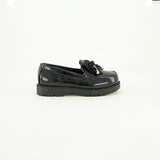 Patent Loafer Slip On Shoe.Chiffon Bow