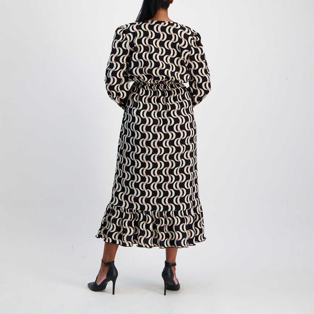 Black/Cream Cross Over Dress