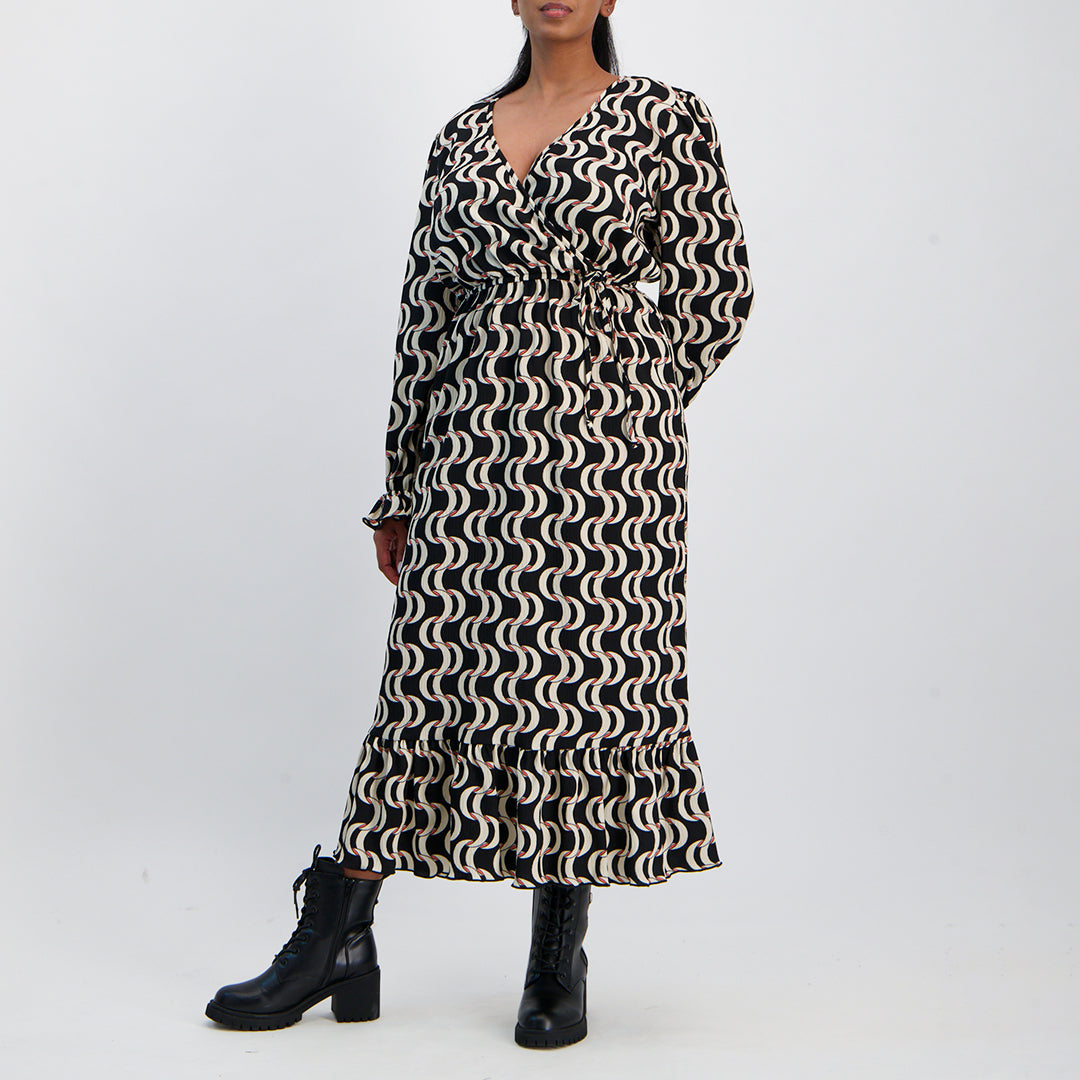 Black/Cream Cross Over Dress