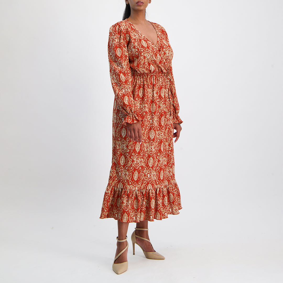 Rust/Orange Cross Over Dress