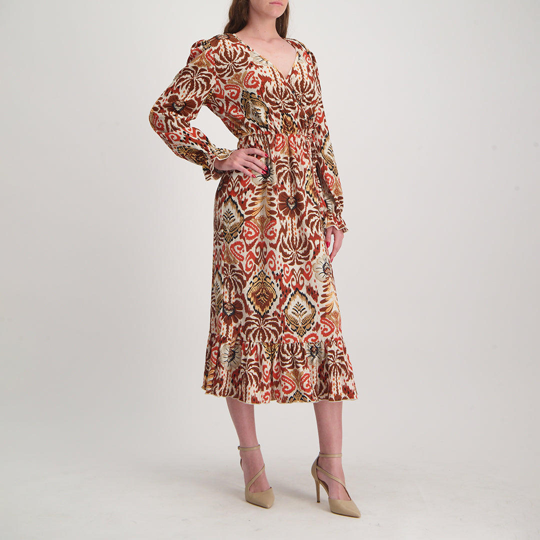 Rust/Cream Cross Over Dress