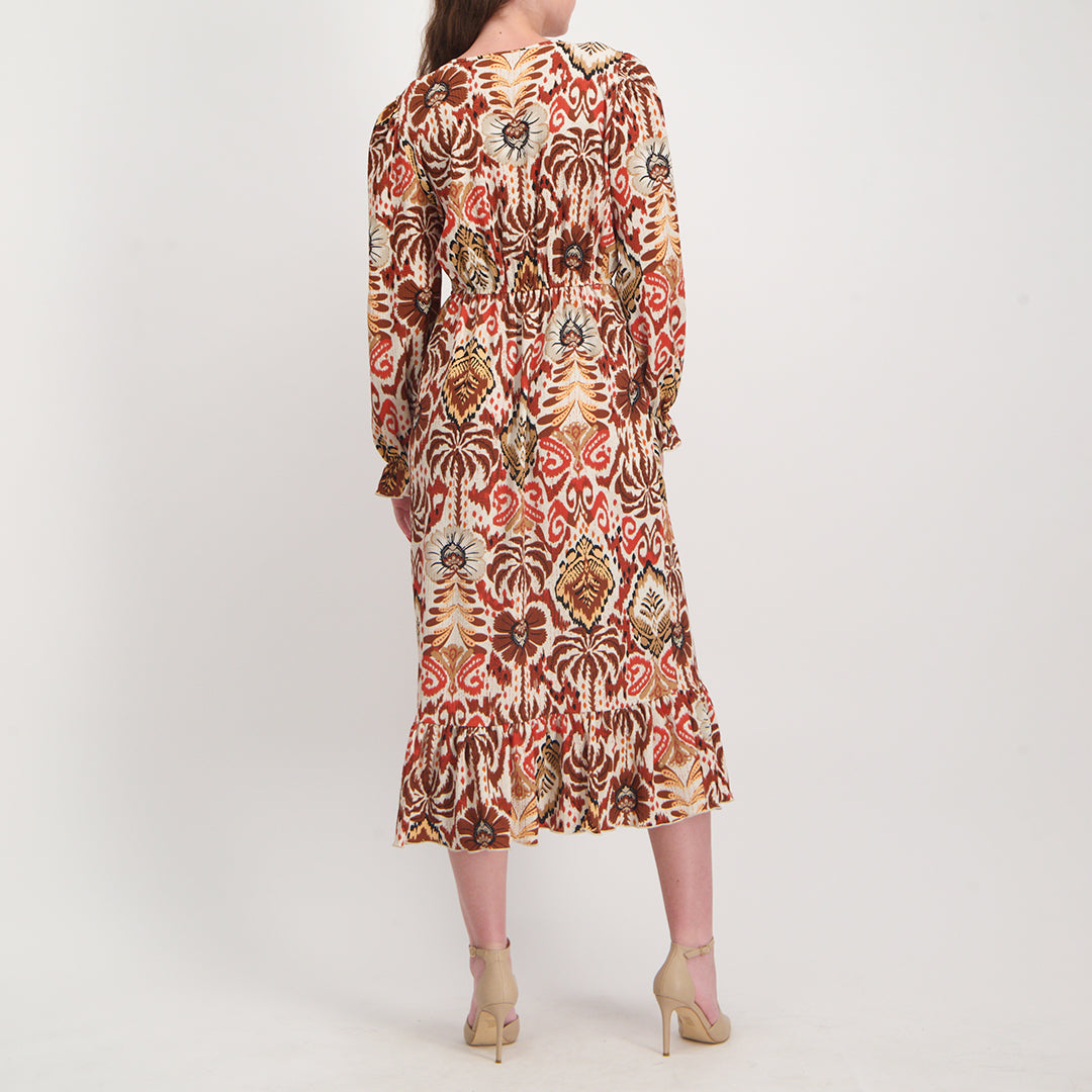 Rust/Cream Cross Over Dress