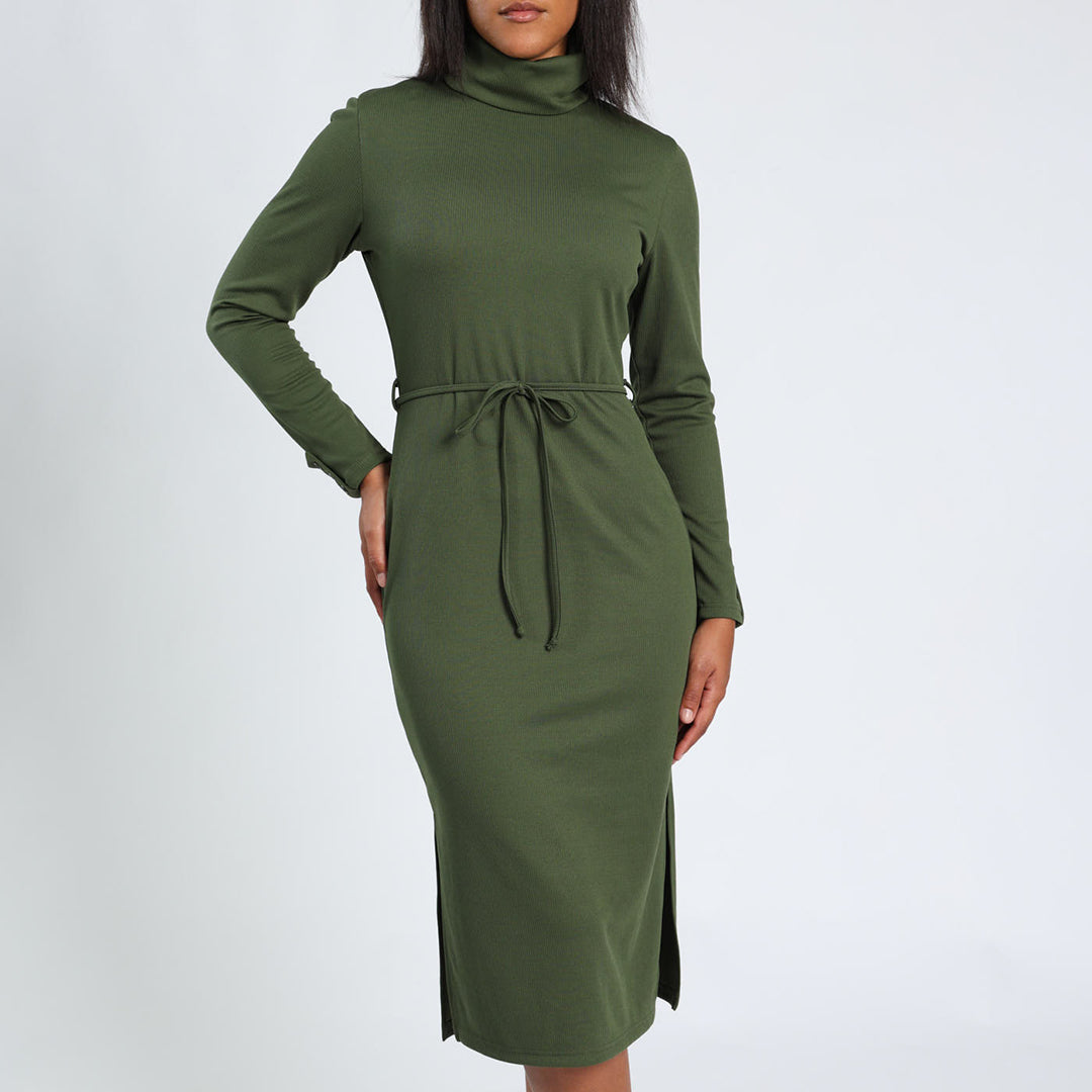 Olive Ribb Dress