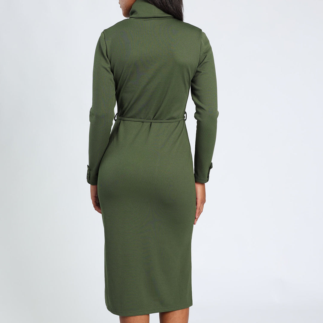 Olive Ribb Dress