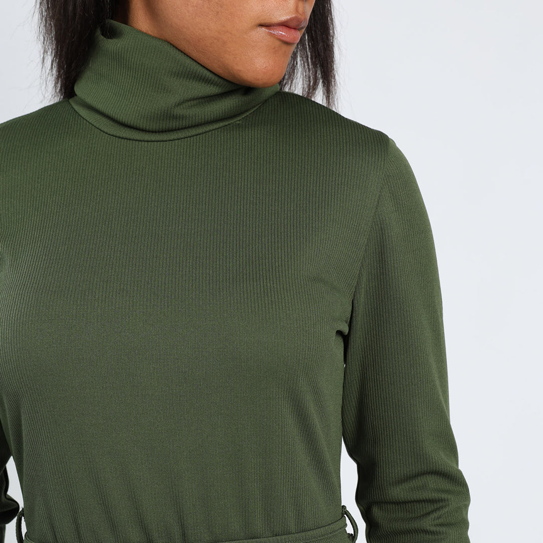 Olive Ribb Dress