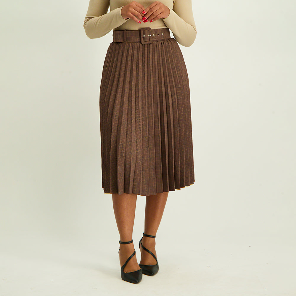 Check Pleated Skirt