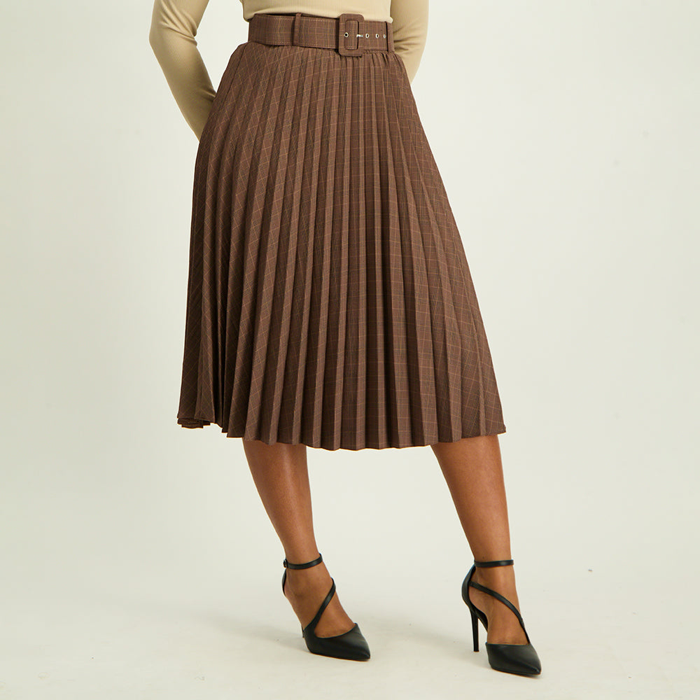 Check Pleated Skirt