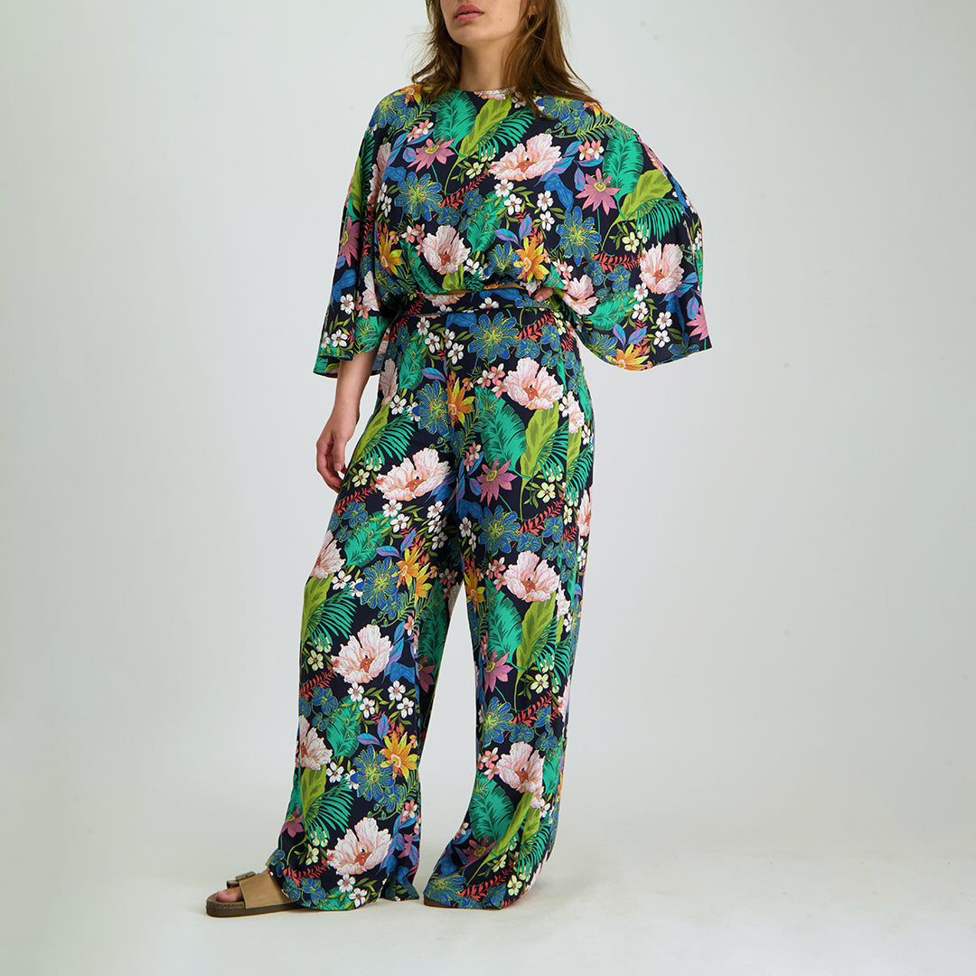 Navy Floral Pant
