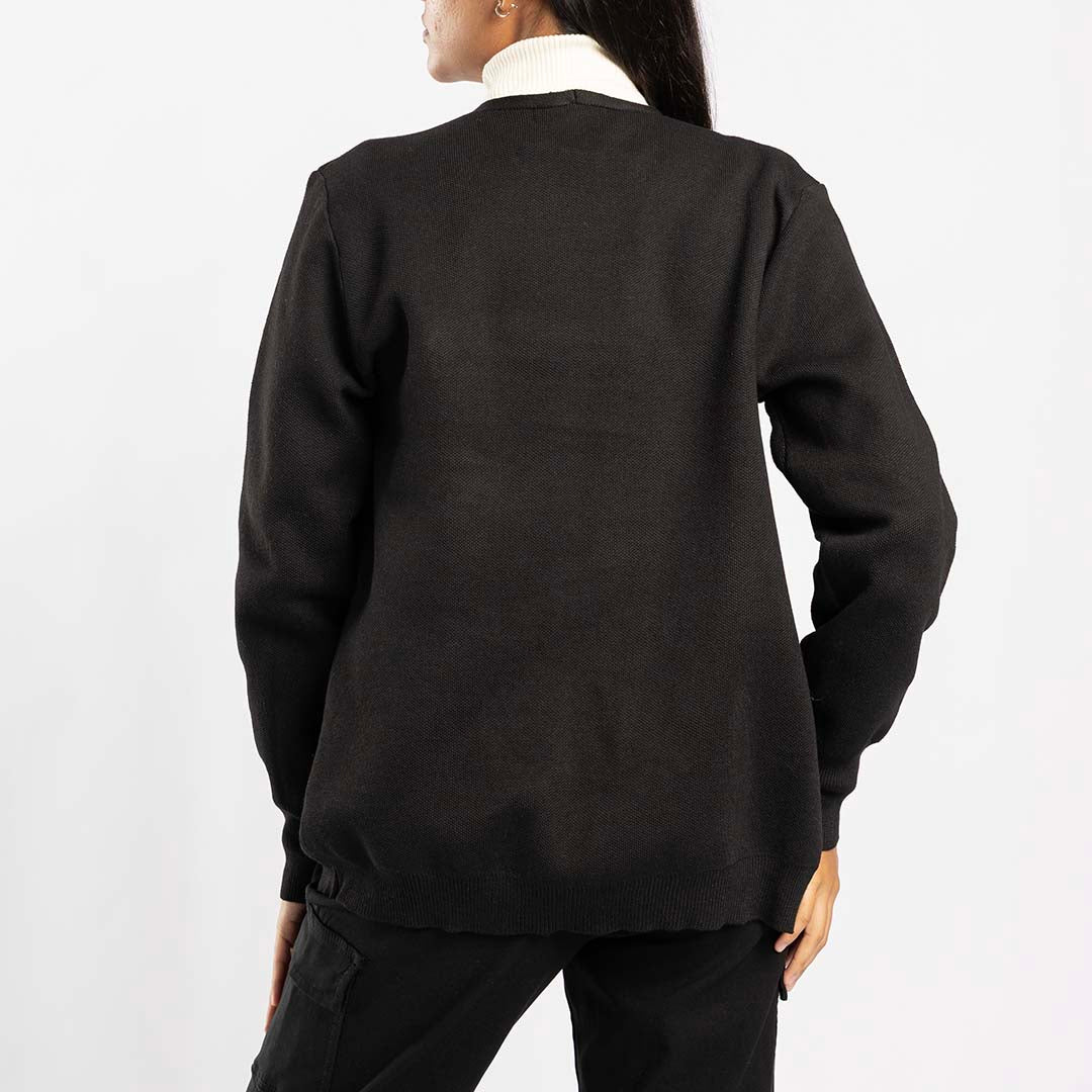 BLACK OPEN FRONT CARDIGAN