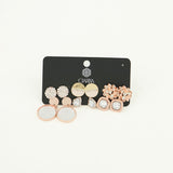 LADIES CIARRA ROSE GOLD GOLD EARRING SET (FLOWER AND GLITTER DROP)