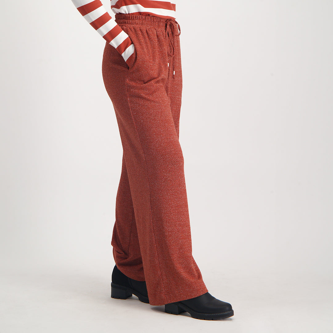 LADIES CIARRA RUST LUREX WIDE LEG PANTS