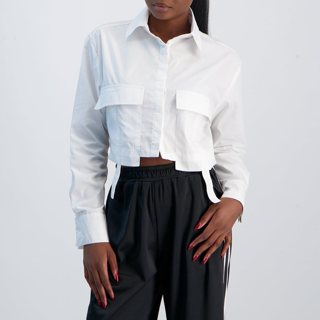 LADIES NOVA FASHION WHITE UTILITY SHIRT