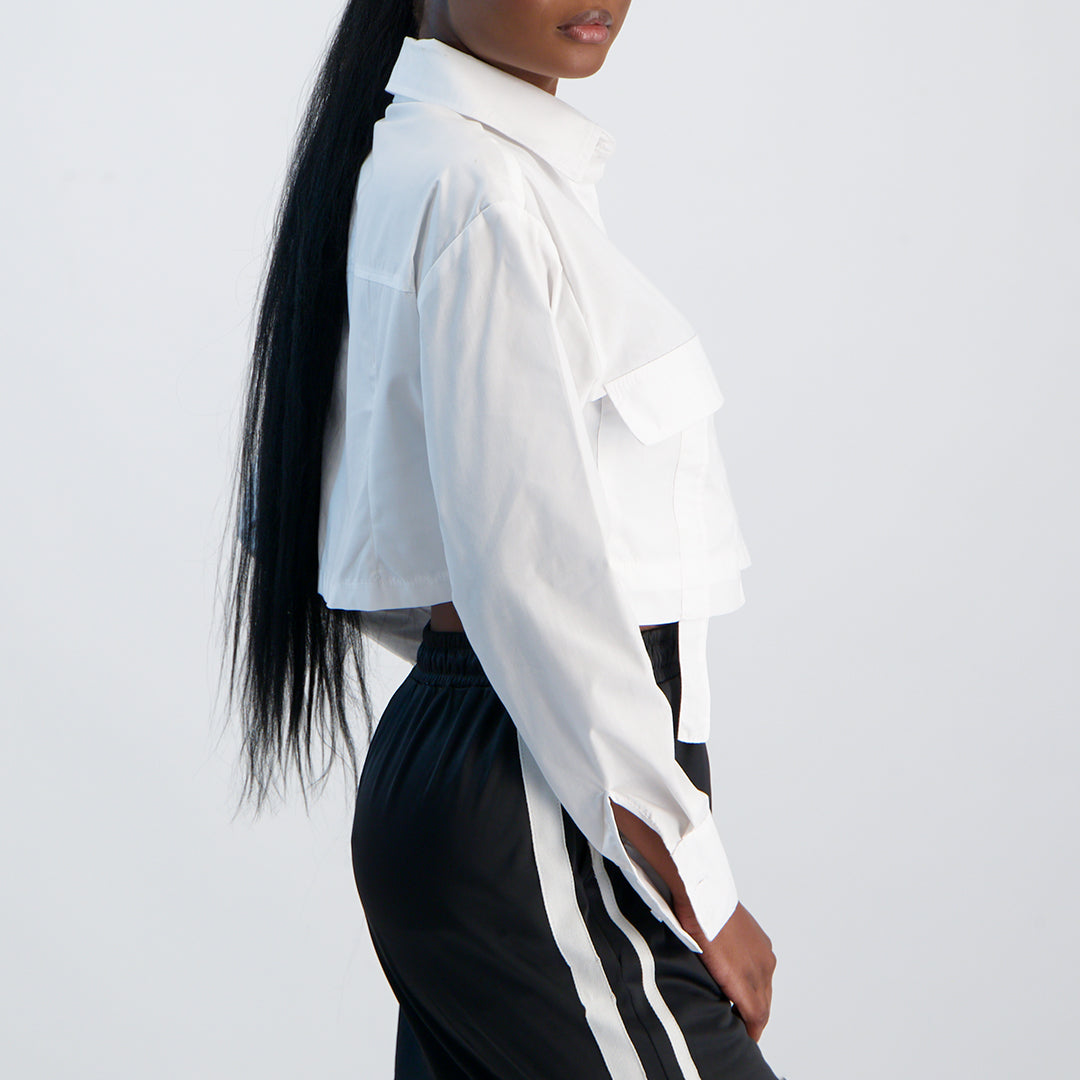 LADIES NOVA FASHION WHITE UTILITY SHIRT